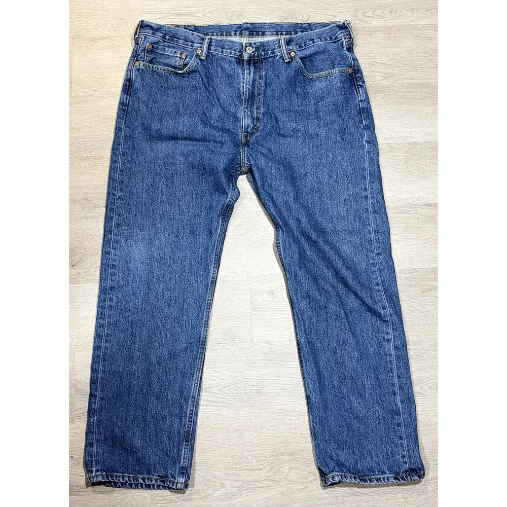 Levis 505 Regular Jeans Mens 42x30 Blue Medium Wash Straight Denim Casual Pants